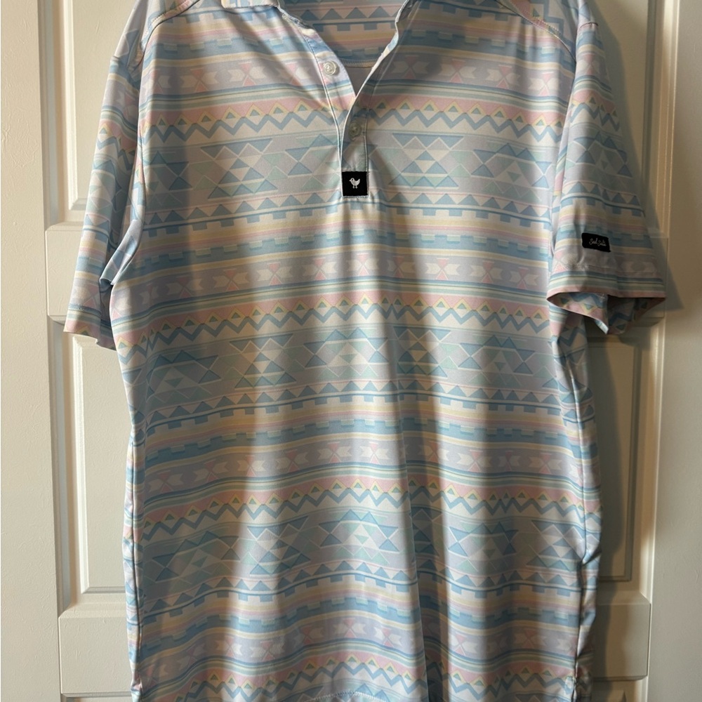 Bad Birdie Men's Geometric Pastel Polo